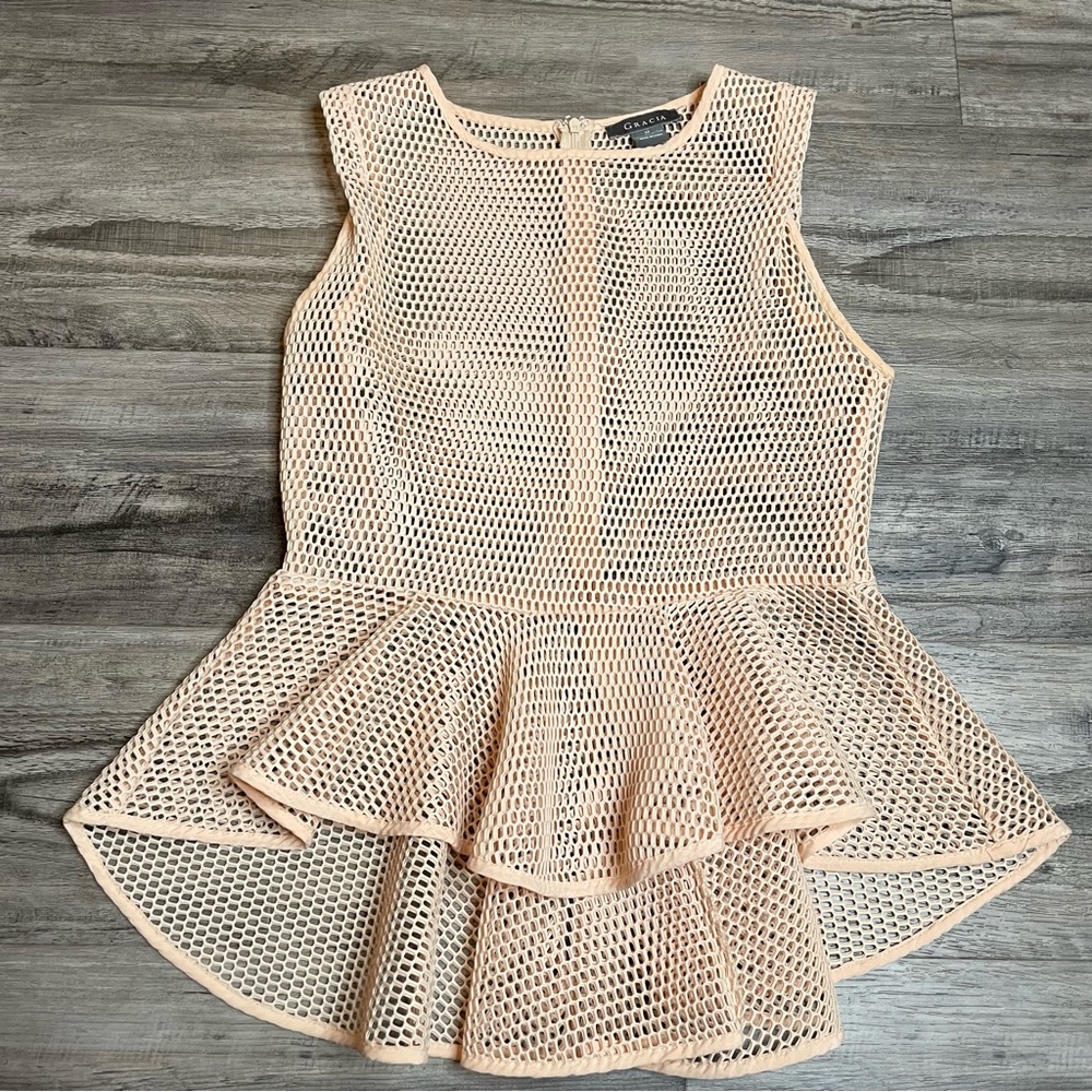 Women’s Peplum Mesh Top Size M